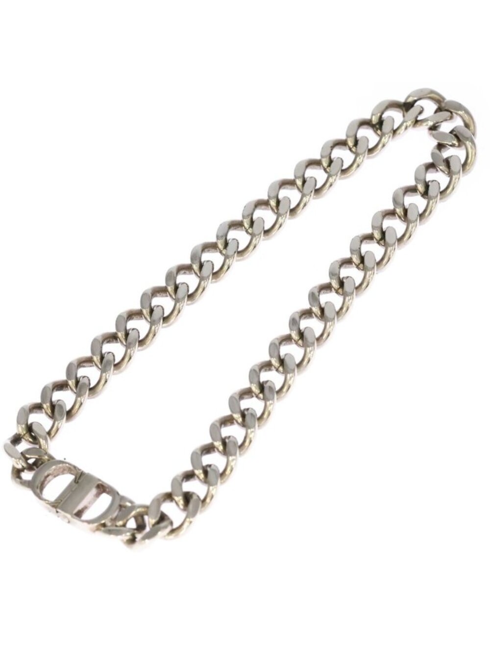 Dior CD Icon Chain Link Necklace Choker Silver
